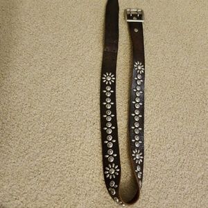 Brown leather flower American eagle belt